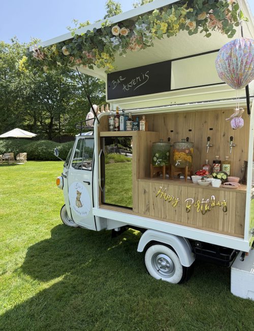 IMG_0104 VeVents-bar met muizenlogo en bloemenboog, eerste verjaardag Gia — VeVents